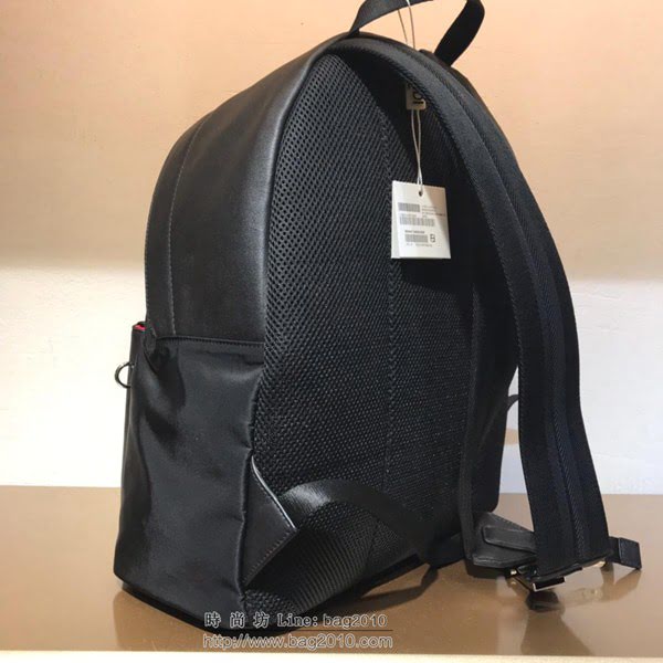 FENDI男包 新款FENDI 黑色牛皮配防水布 時尚小惡魔怪眼 雙肩背包  fdz2019